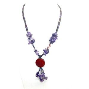 Amethyst Beaded Necklace: Handmade Purple Gemstone Jewelry